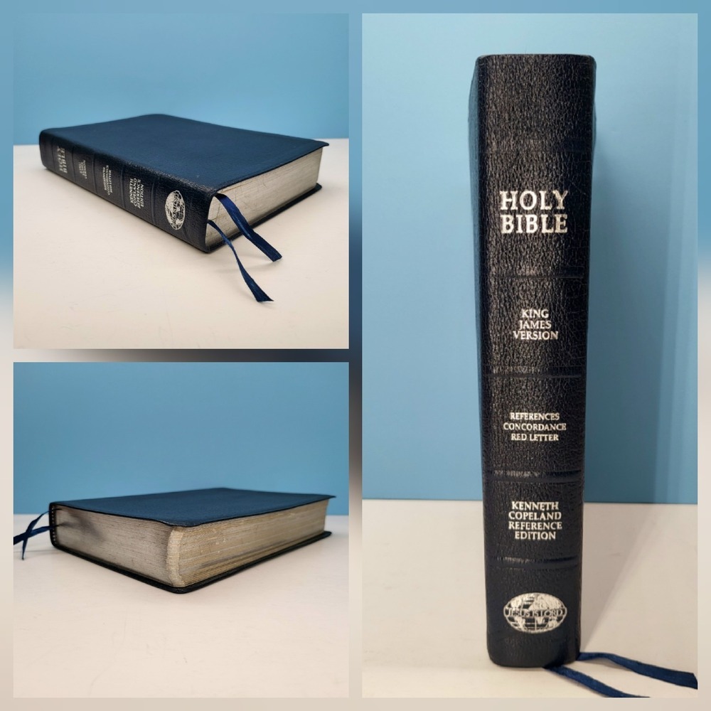 Kenneth Copeland Bible‎ 1991 Genuine Leather Navy Blue Reference Concordance KJV